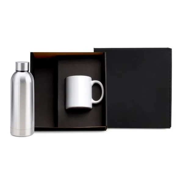 Kit Garrafa Térmica Inox e Caneca Cerâmica