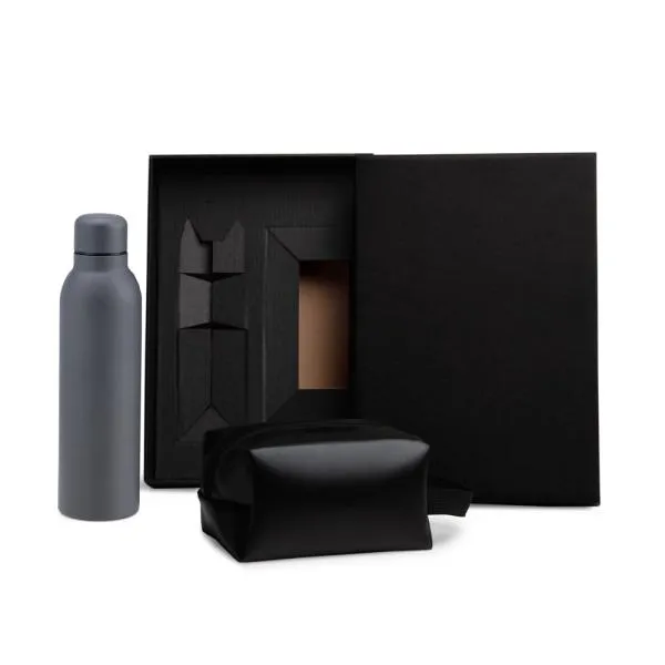 Kit Garrafa Aço Inox e Necessaire Sintético