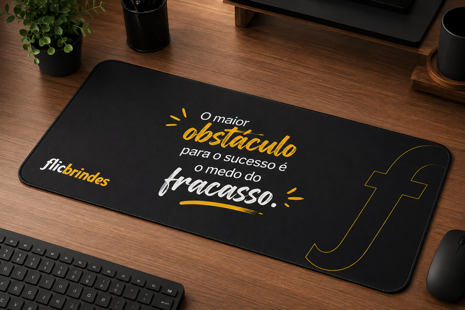 Desk Pad Tecido 60x30cm Bordas Costuradas