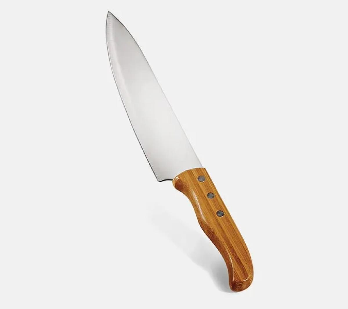 Faca de Cozinha Inox e Bambu 8 polegadas