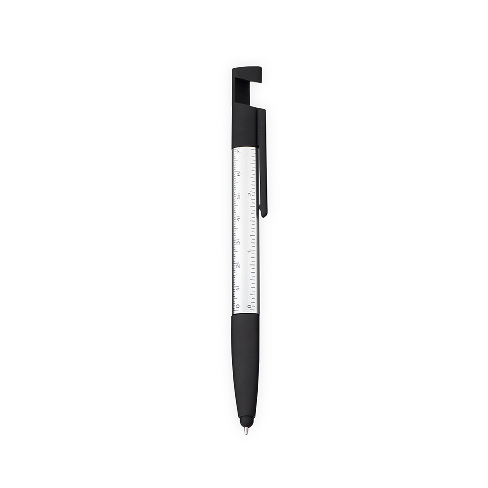 Caneta Plástica Touch com Régua e Suporte para Celular 15,5x1,6cm
