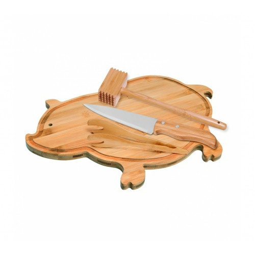 Kit Churrasco 4 Peças em Bambu 38cm