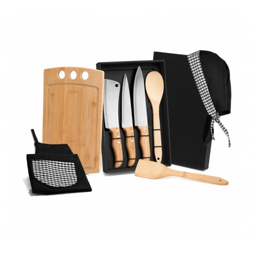Kit Churrasco em Bambu 8 Peças 37x22,5cm