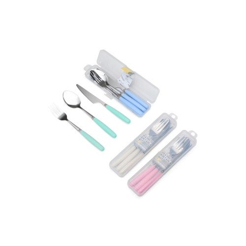 Kit Talheres 3 Peças em Metal e Plástico 19,9x4,6cm