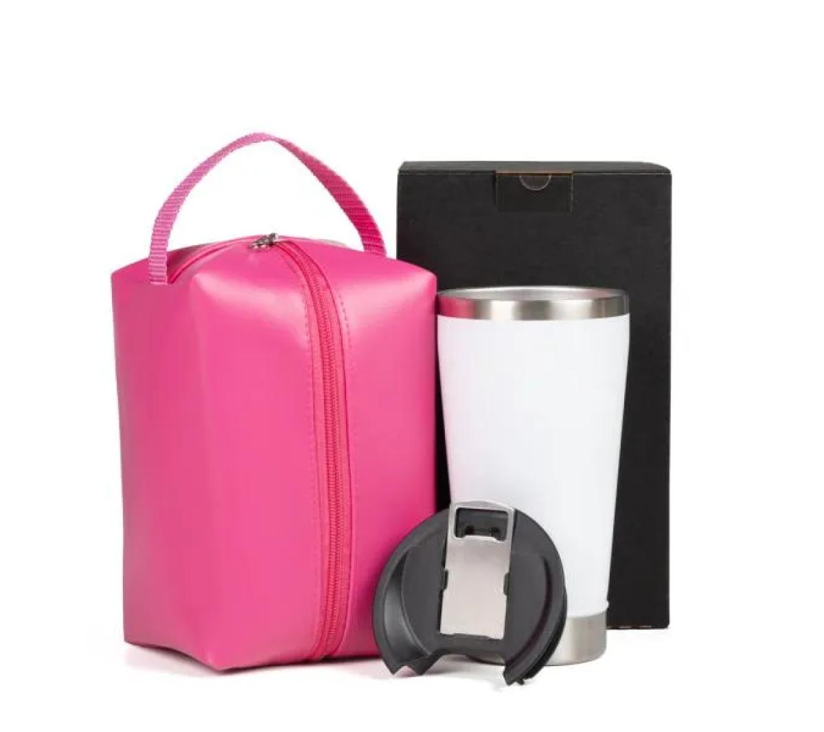 Kit Copo Térmico Inox e Necessaire Sintética