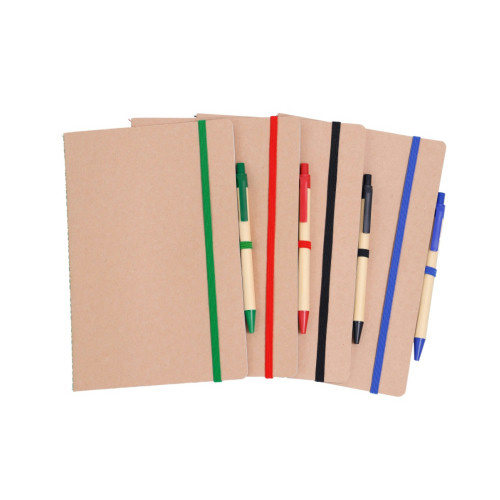 Bloco Papel Kraft Pautado com Caneta 21,5x14cm 30 Folhas