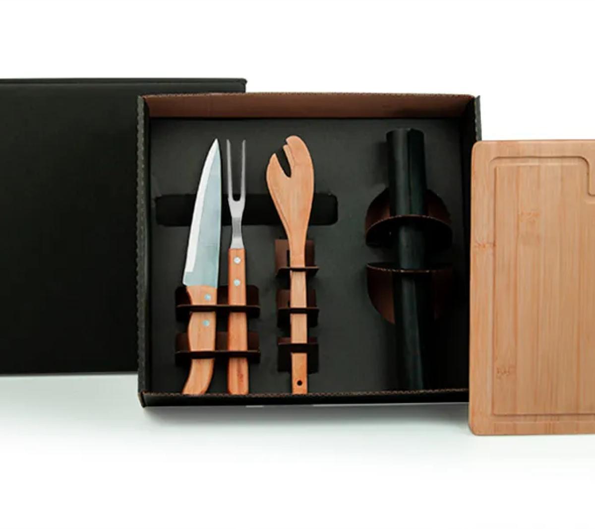 Kit Churrasco Bambu com Esteira Grill 40x30cm
