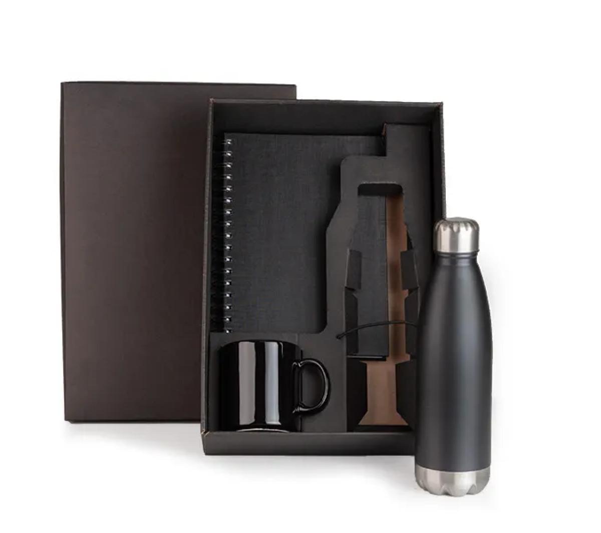 Kit Squeeze Inox, Caneca Cerâmica e Caderno