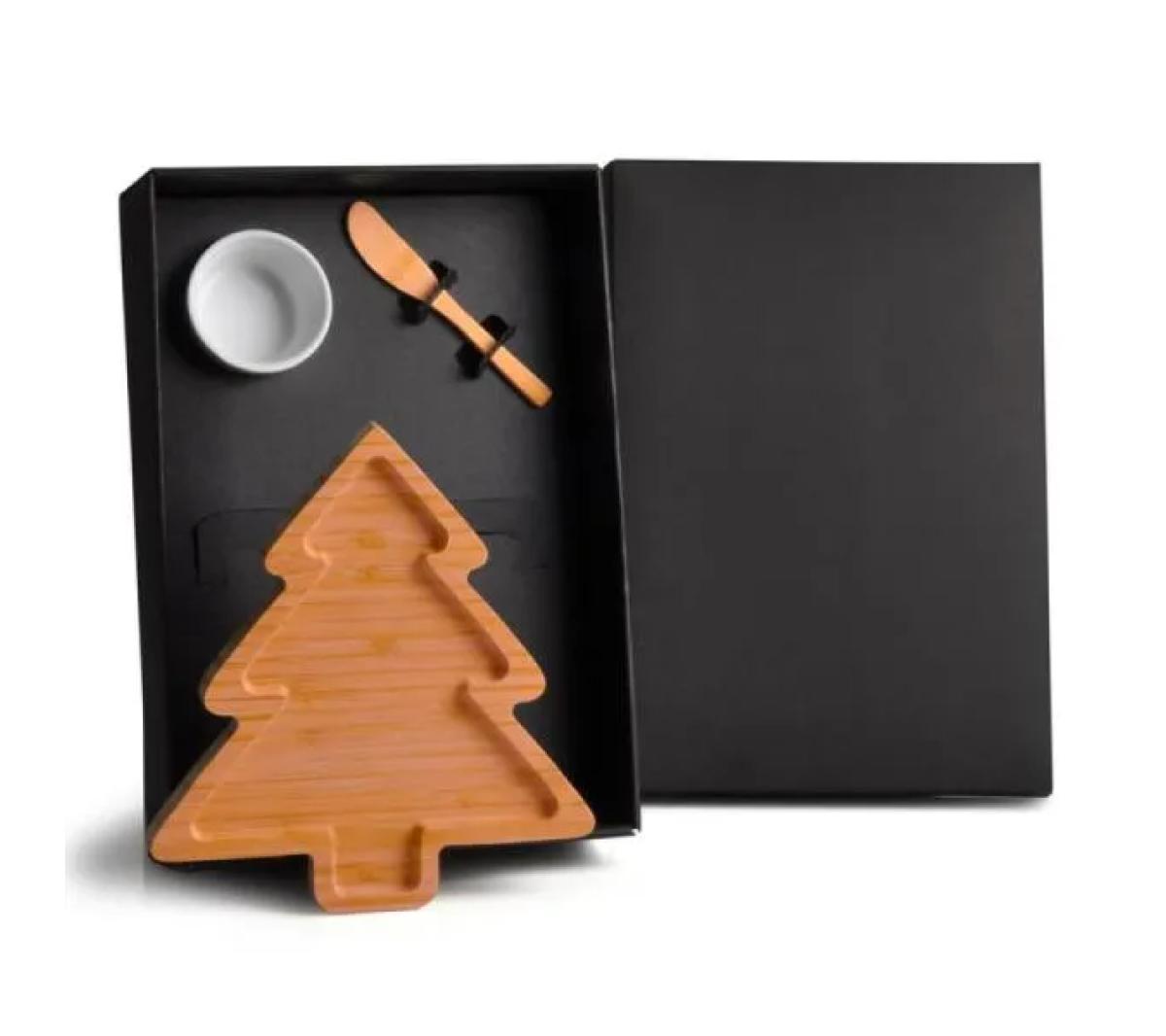 Kit para Petisco em Bambu Formato Pinheiro 24x22cm