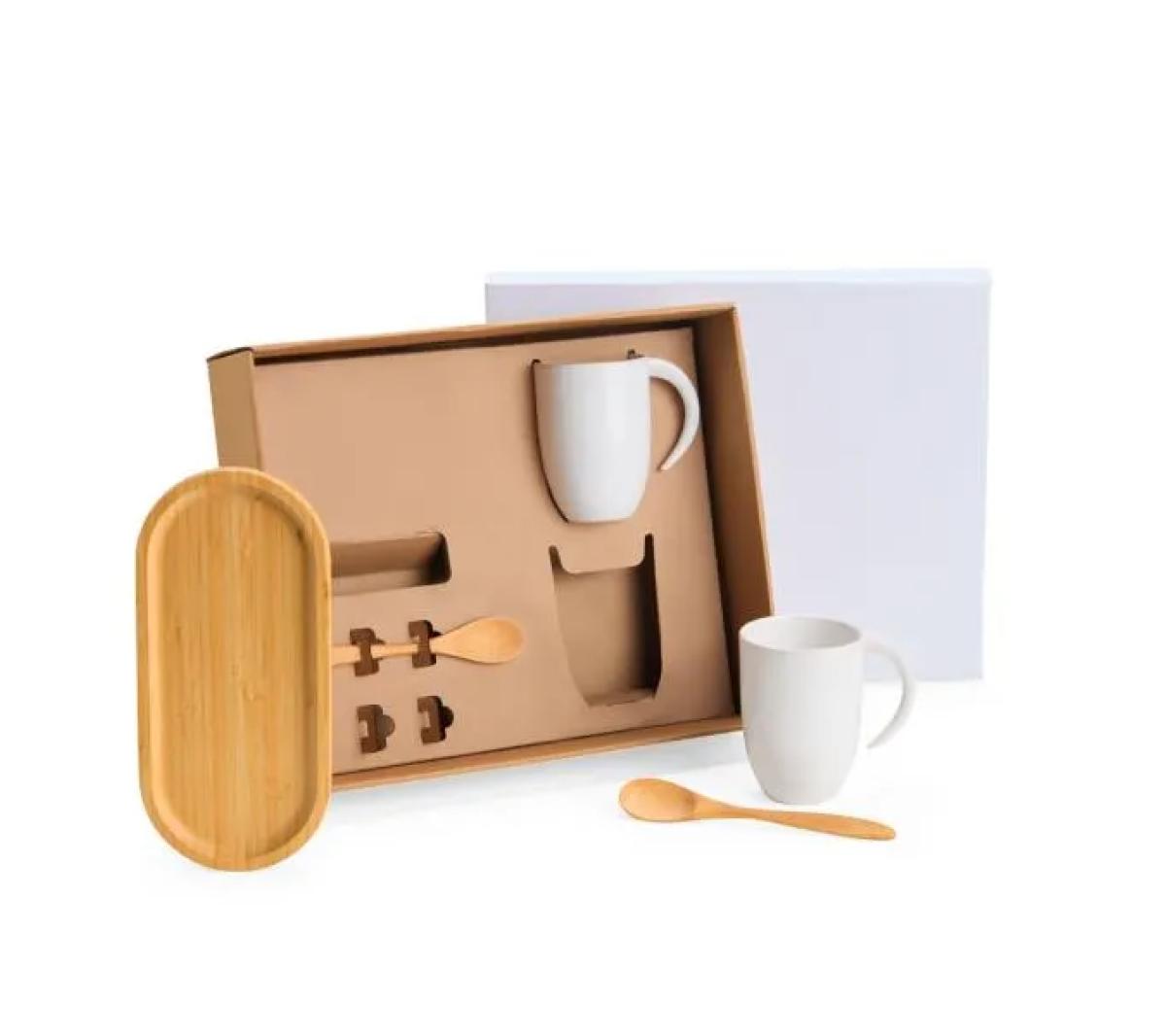 Kit Canecas Cerâmica e Bambu 350ml