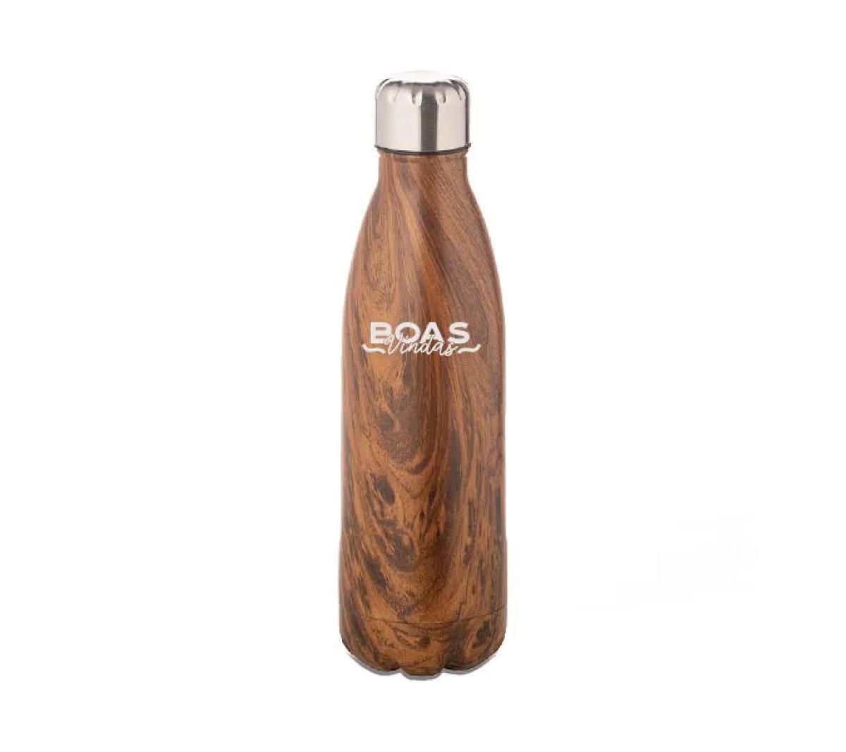 Garrafa em Aço Inox Amadeirada 750ml