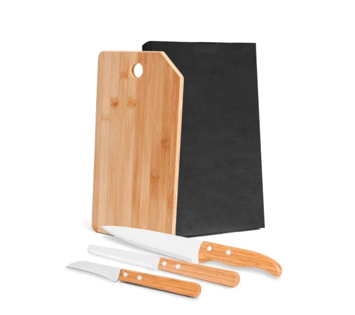 Kit Cozinha Bambu e Aço Inox