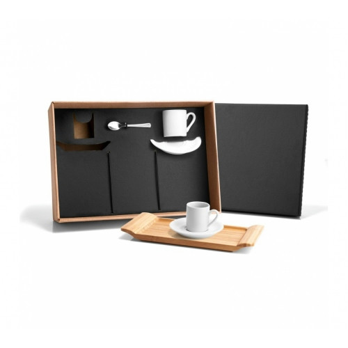 Kit Café Bambu e Porcelana 7 Peças 28x13cm