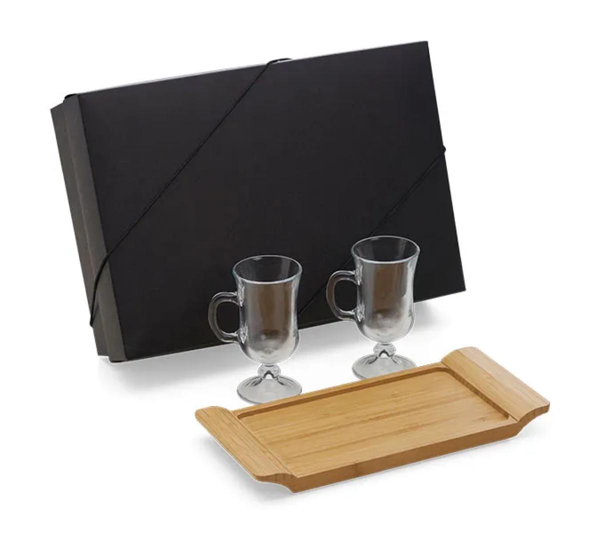Kit para Cafezinho Vidro e Bambu 130ml