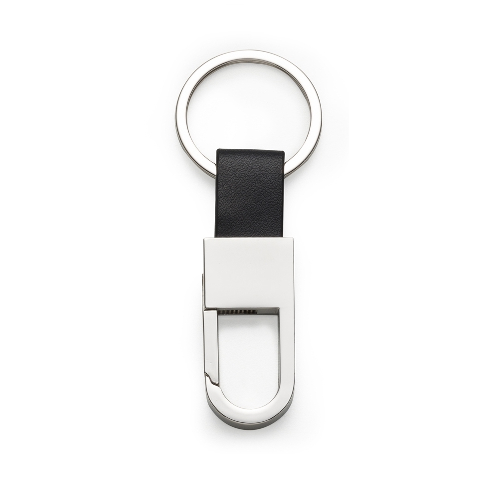 Chaveiro Inox com Detalhe Couro Sintético