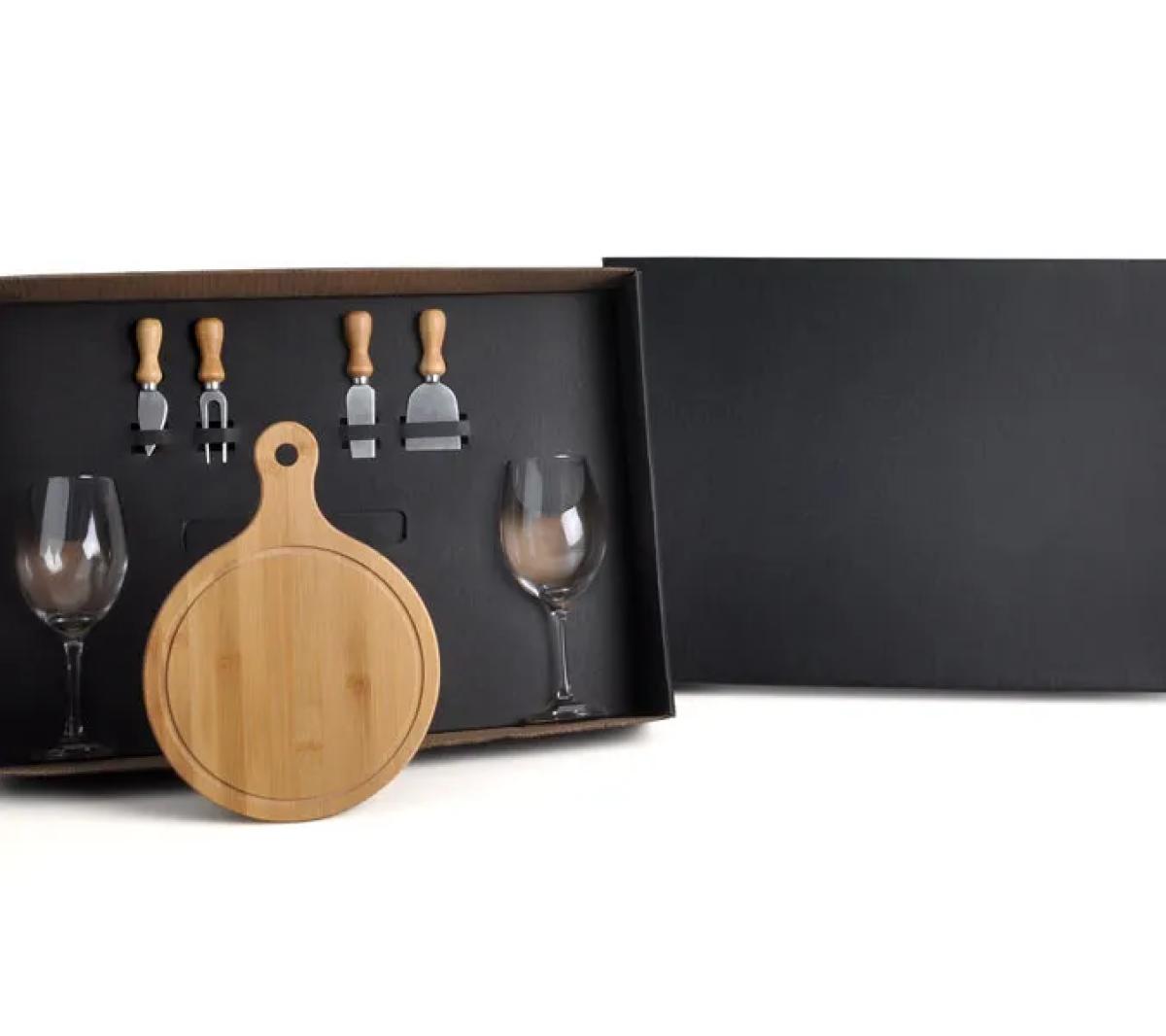 Conjunto para Queijo e Vinho Bambu 30x22cm