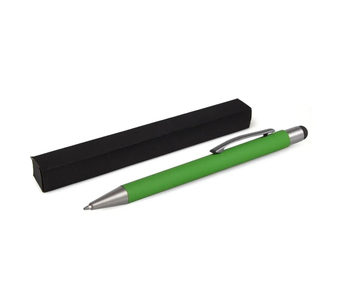Caneta Alumínio Esferográfica Ponta Touch Verde Fosca