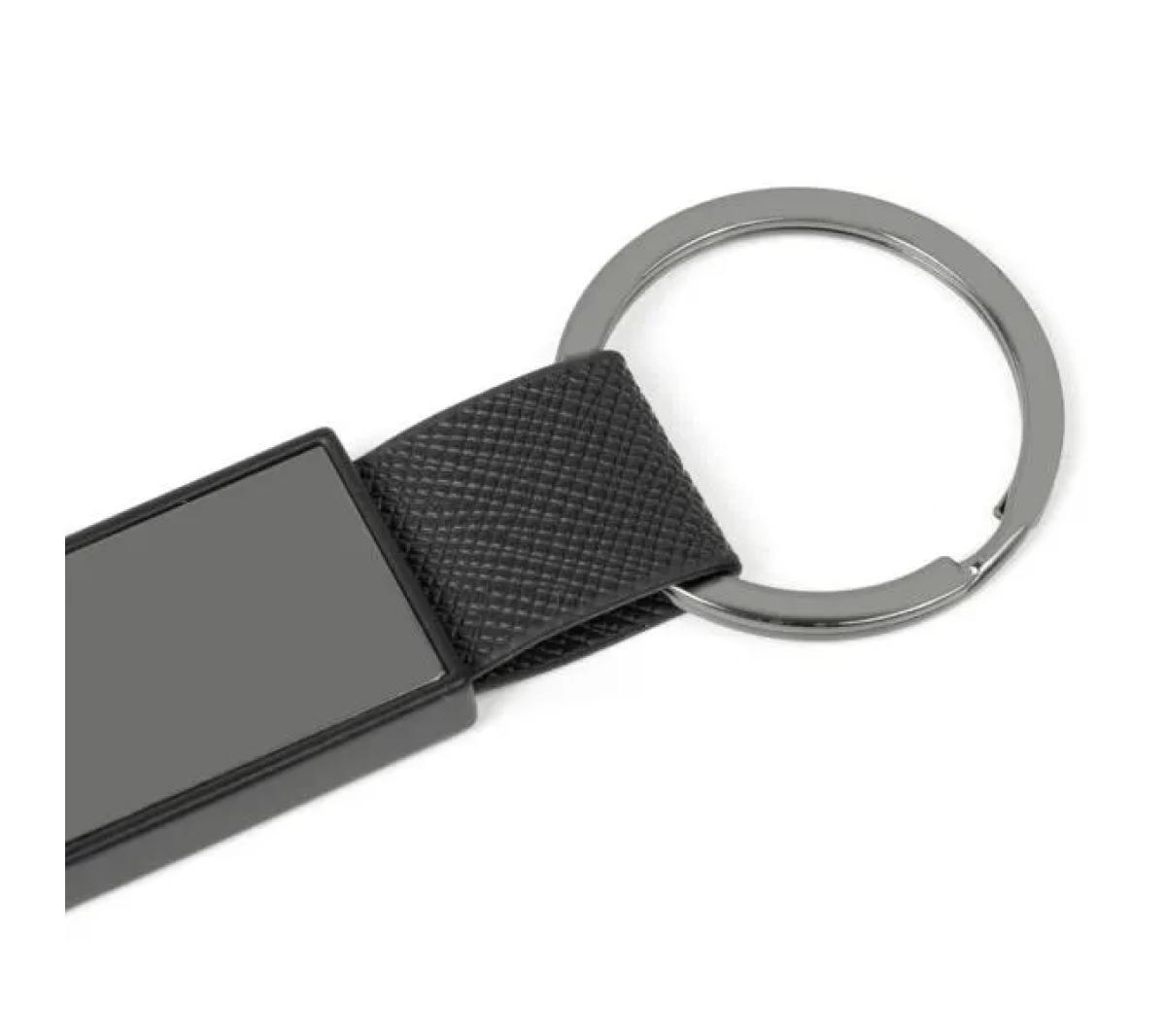 Chaveiro em Metal e PU - Cinza/Preto