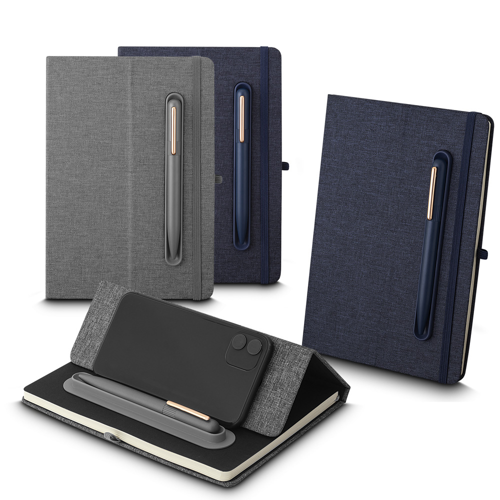 Caderno rPET Pautado 80fls c/ Suporte Caneta e Apoio Smart