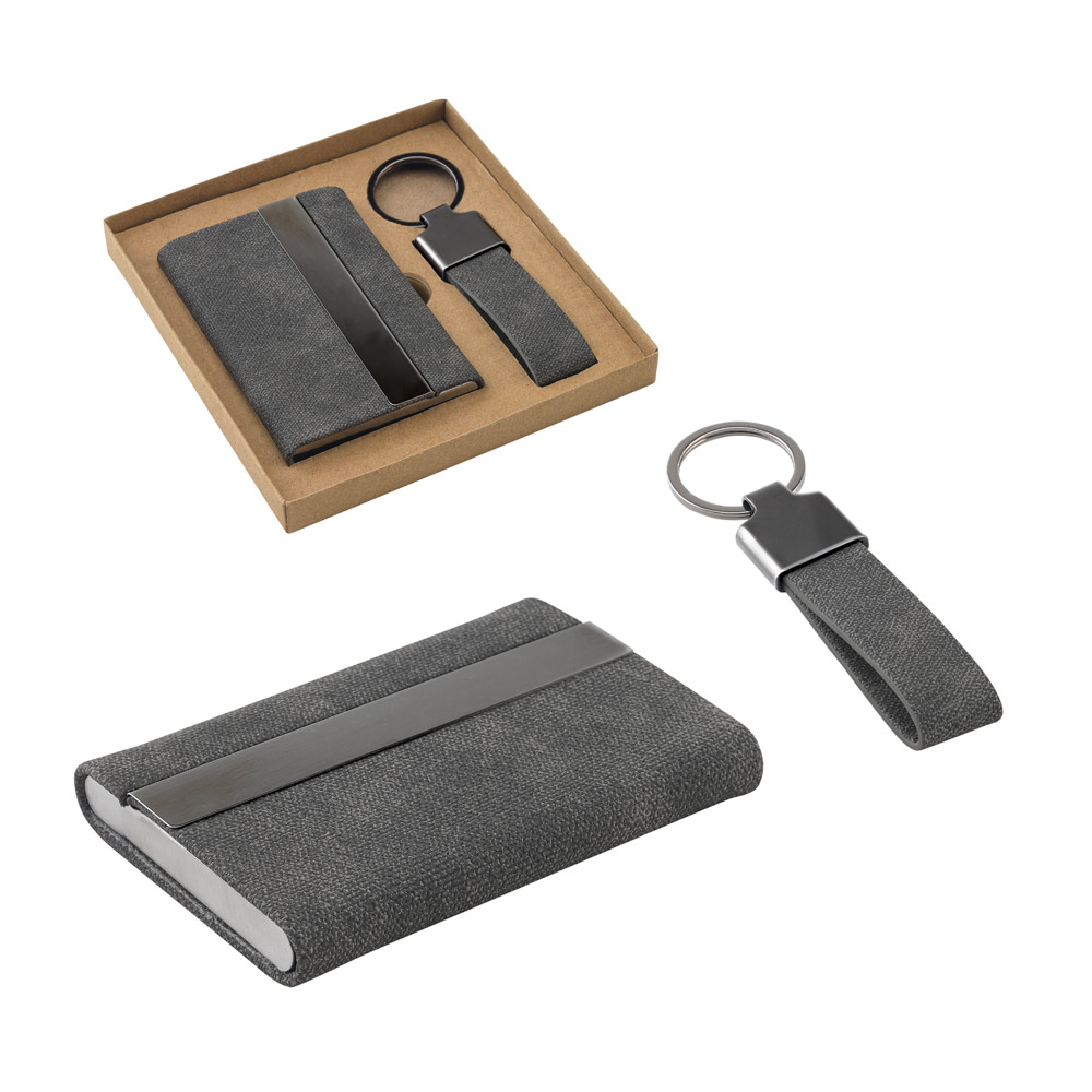 Conjunto Porta-Cartões Chaveiro Metal 7 Cartões RPET 25x115mm