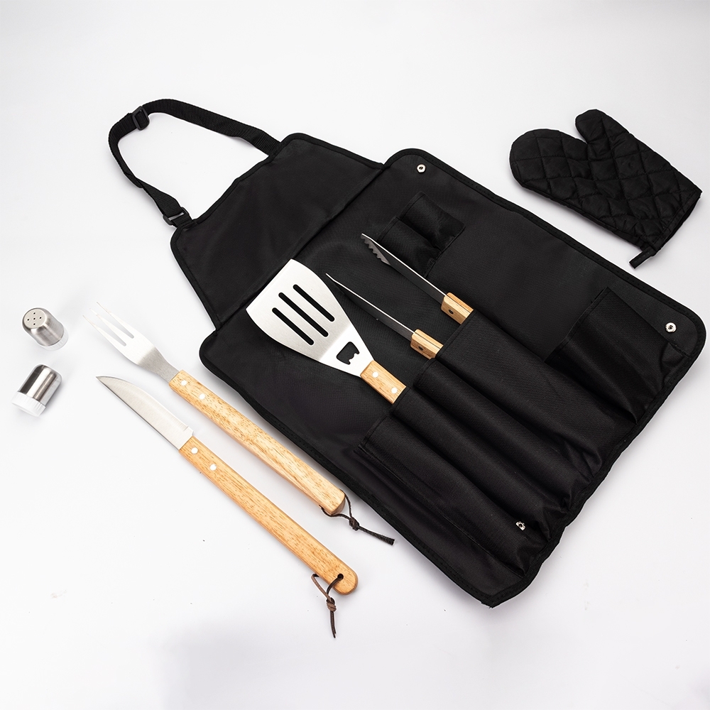 Kit Churrasco Inox e Nylon 8 Peças 47x9cm