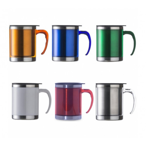 Caneca Metálica com Acrílico 400ml Inox
