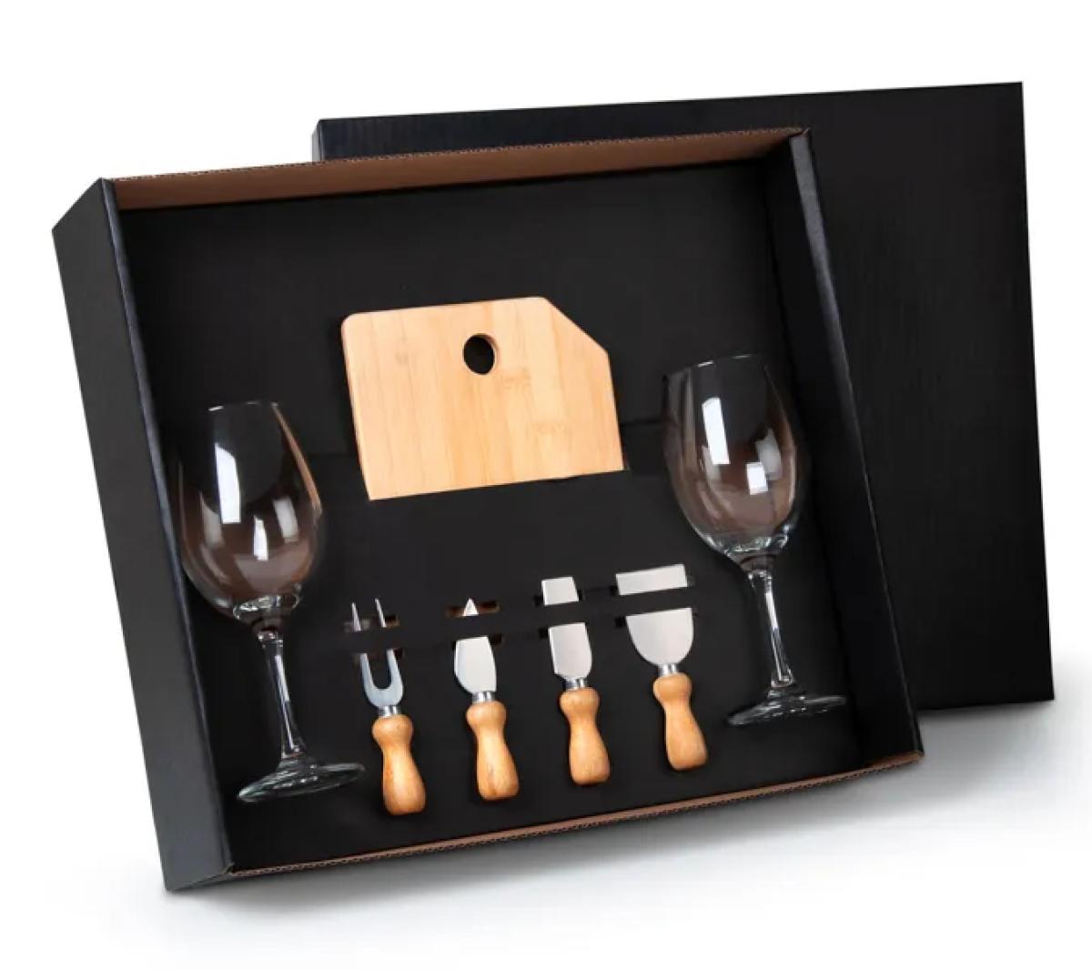 Kit Queijo e Vinho Bambu 7 Peças