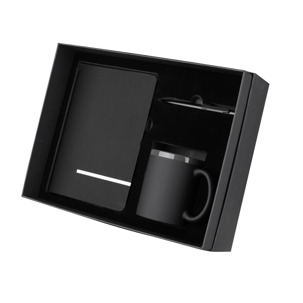 Kit Escritório A5, Caneta Metálica e Caneca Cerâmica 80 Folhas