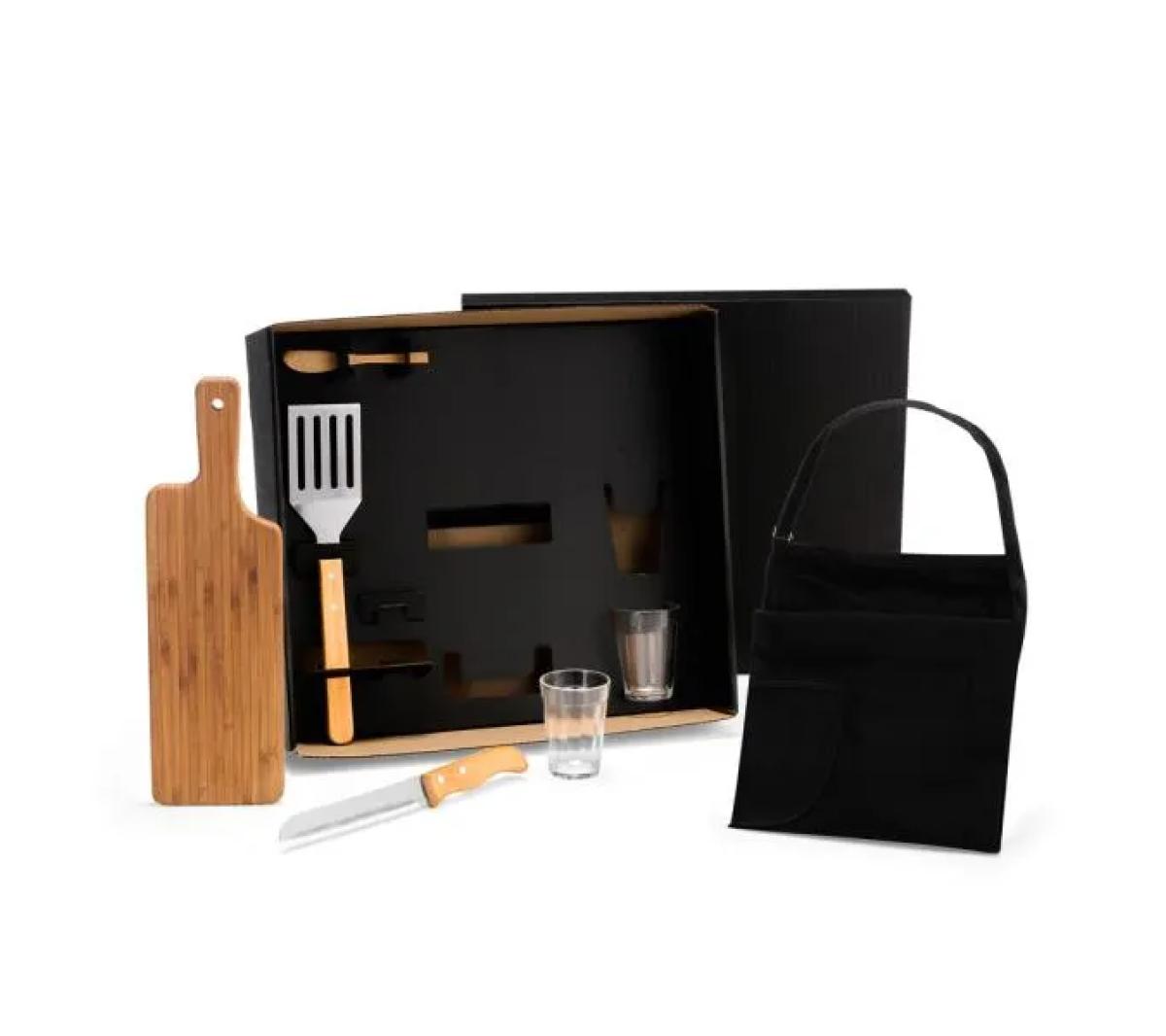 Kit para Churrasco Bambu e Inox 39x12cm