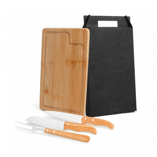 Kit Churrasco Bambu e Inox Tábua 32x20cm