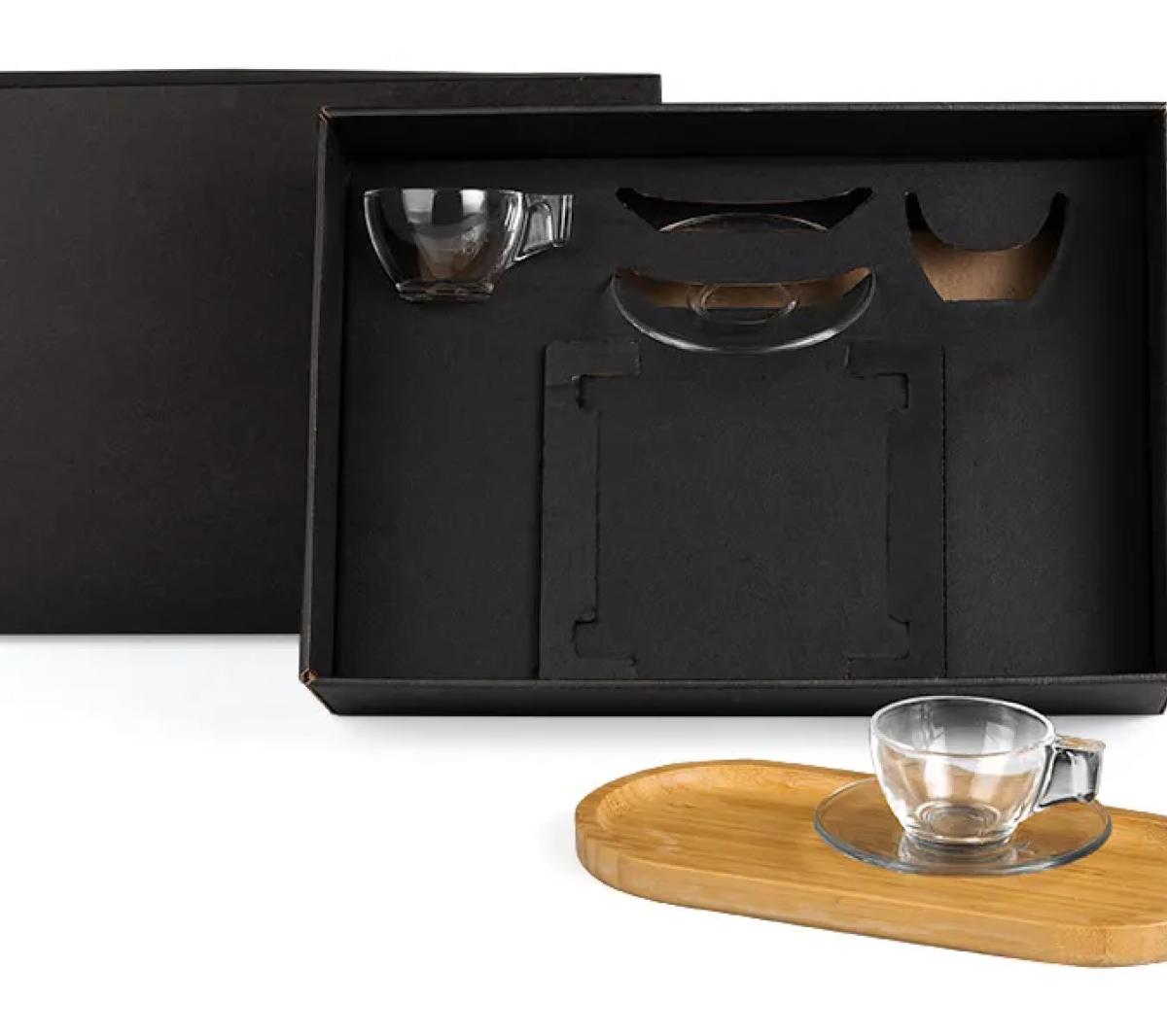 Kit para Cafezinho Bambu e Vidro 90ml