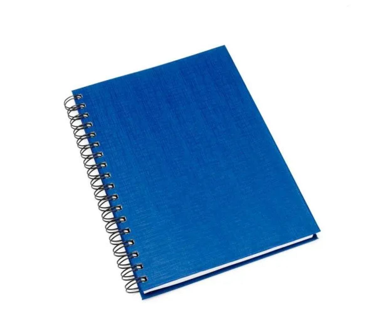 Caderno Pautado Wire-o Percalux Linho Azul 23,5x18cm 100 Folhas