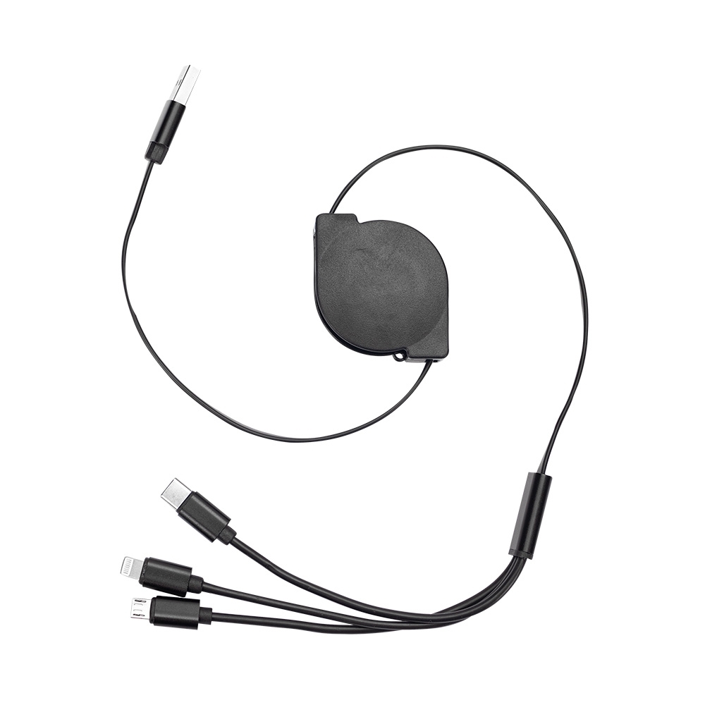Cabo USB Retrátil Plástico 3 em 1