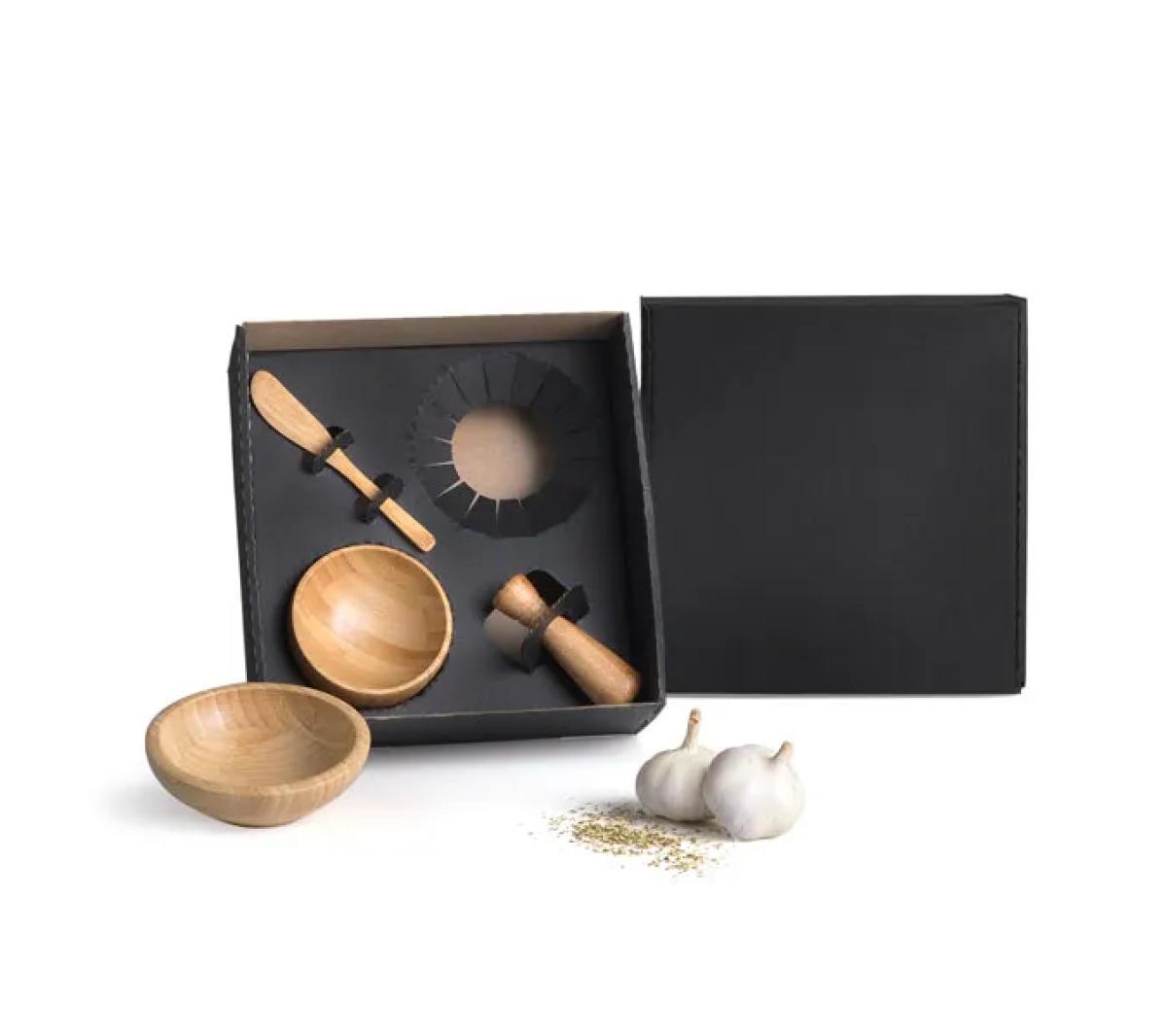 Kit Cumbuca e Amassador em Bambu - 4 Pçs