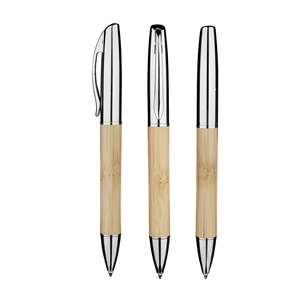 Caneta Bambu com Detalhes Metálicos Ø1,5cm