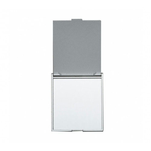 Espelho de Bolso Plástico Resistente Prata 7,2x6,3cm