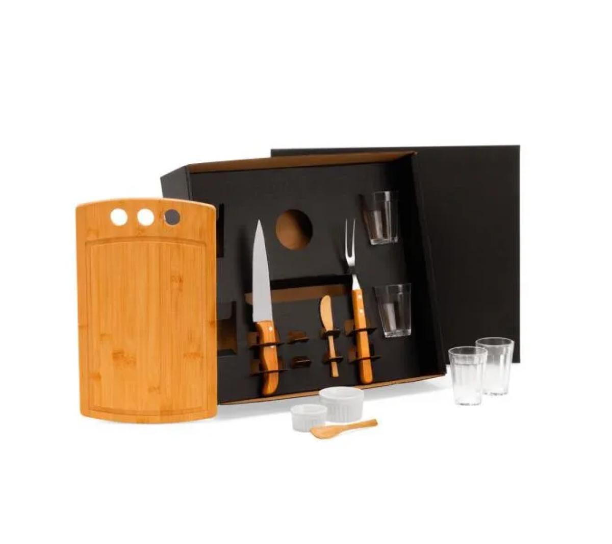 Kit Churrasco Bambu com Copos Americanos 11 Peças