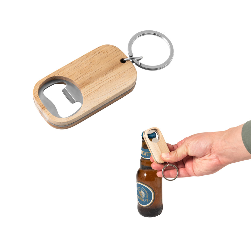 Chaveiro Abridor em Aço Inox e Bambu 70mm