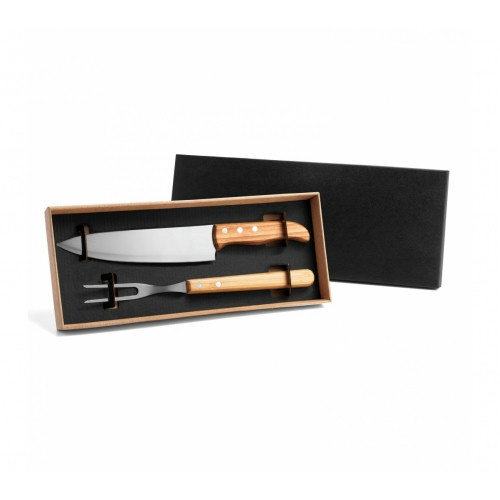 Kit Churrasco 2 Peças em Bambu e Inox 355x145mm