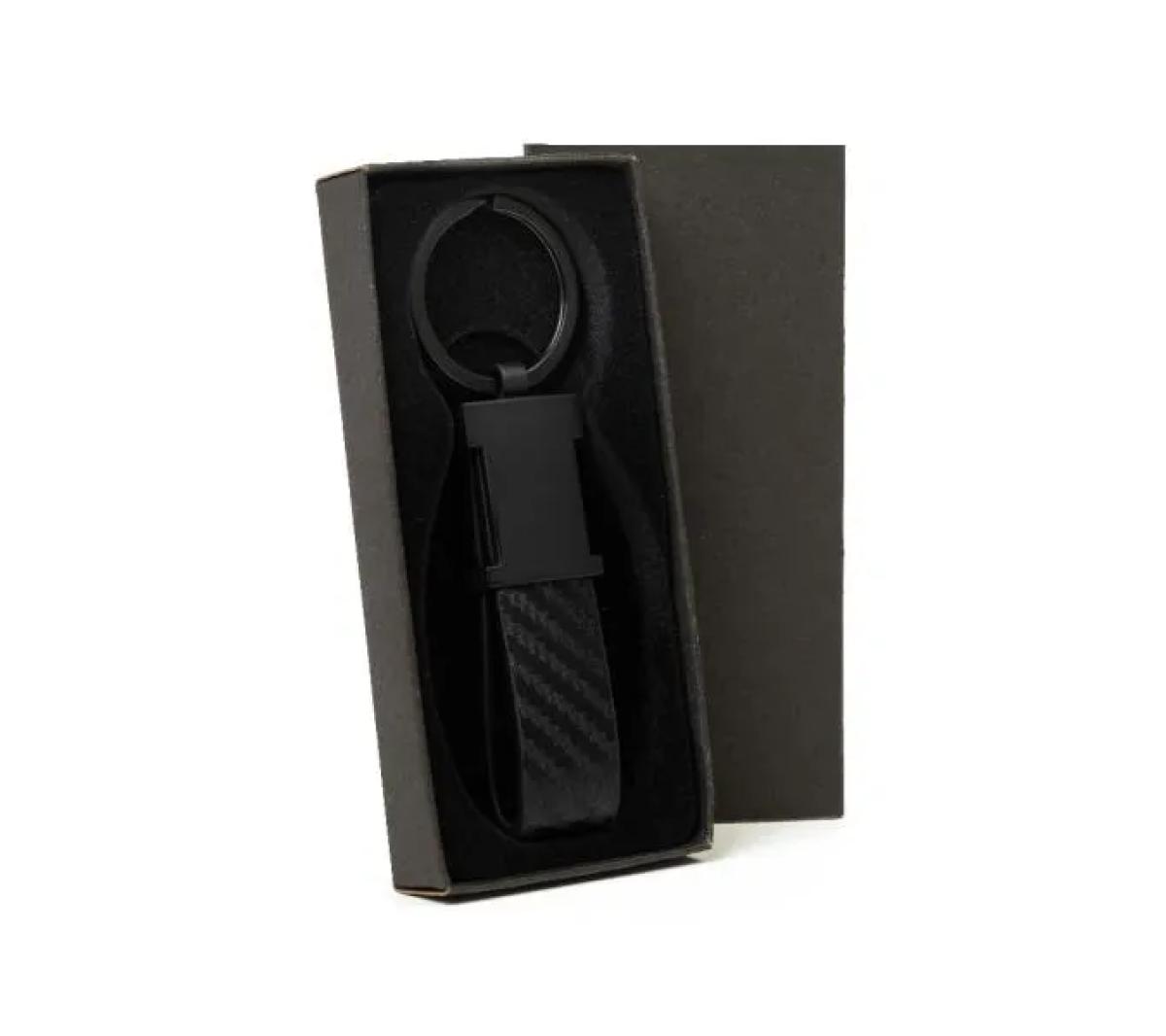 Chaveiro em Metal e PU Preto