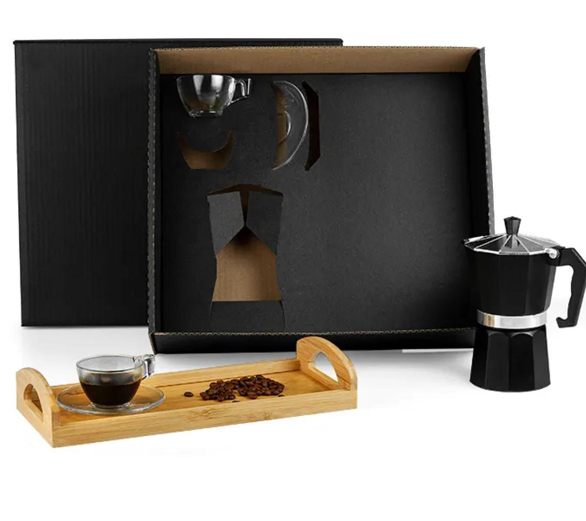 Kit para Café Bandeja Bambu e Alumínio
