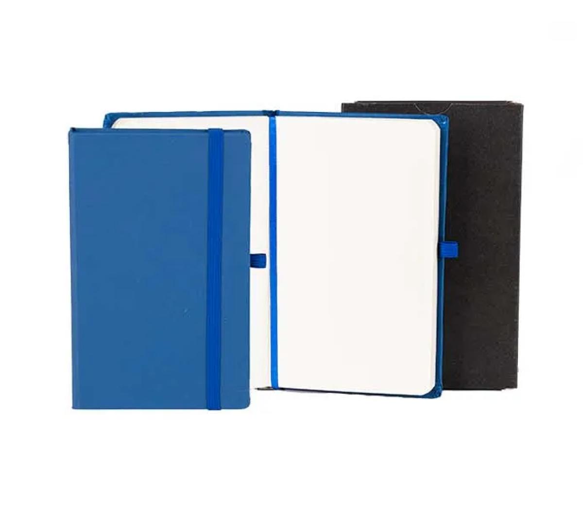 Caderneta Capa Dura Sintética Sem Pauta Azul 9,5x15,5Cm 80 Folhas