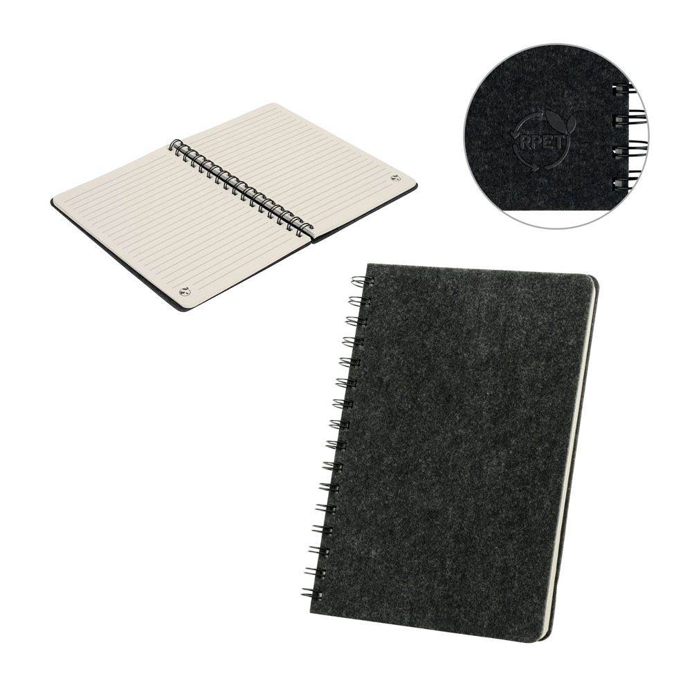 Caderno A5 Argolas em Feltro Reciclado Pautado 155x219mm