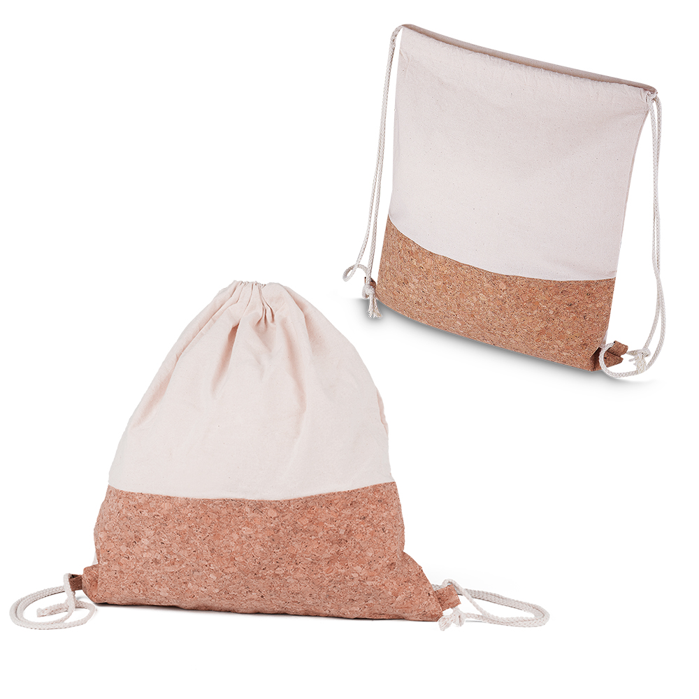 Mochila Saco Algodão e Cortiça 140g/m² 39x37cm