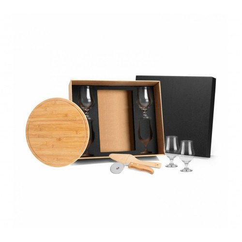 Kit Pizza 7 Peças Bambu e Vidro 35x1,5cm