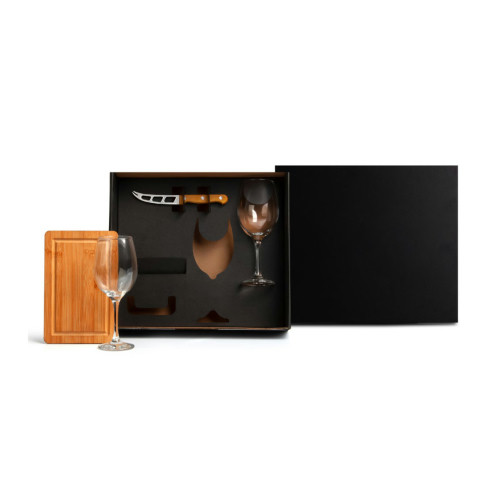 Kit Queijo e Vinho com Tábua de Bambu
