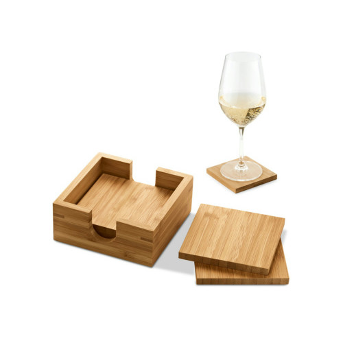 Kit Porta Copos Bambu com 4 Peças 115x115mm