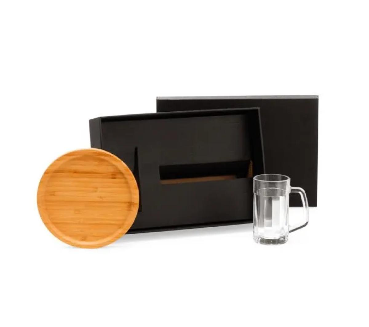 Kit Cerveja Petisco em Bambu e Vidro