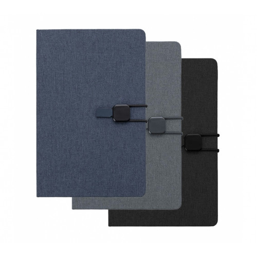 Caderno Capa Dura em Tecido Pautado Poliéster 21,4x14,5cm