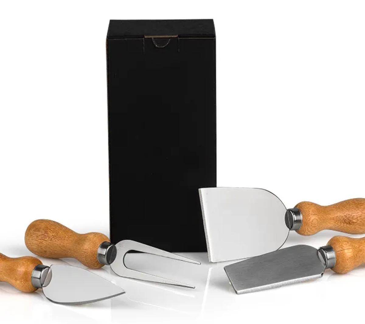 Conjunto para Queijo Inox e Bambu 4 Peças